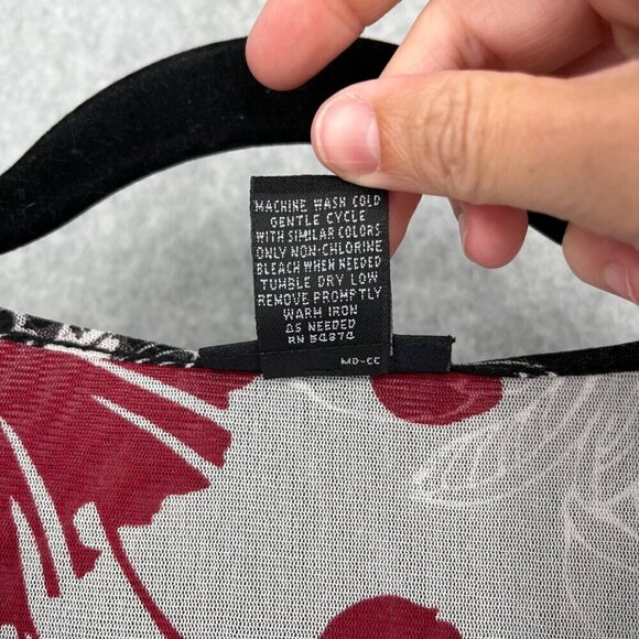 The Limited Womens Mesh Ruched Dark Floral Top Size XL Red Black 90s Grunge EUC - Picture 7 of 12